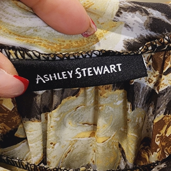 ASHLEY STEWART black and yellow Formal Silky Top fits XL - Picture 3 of 7